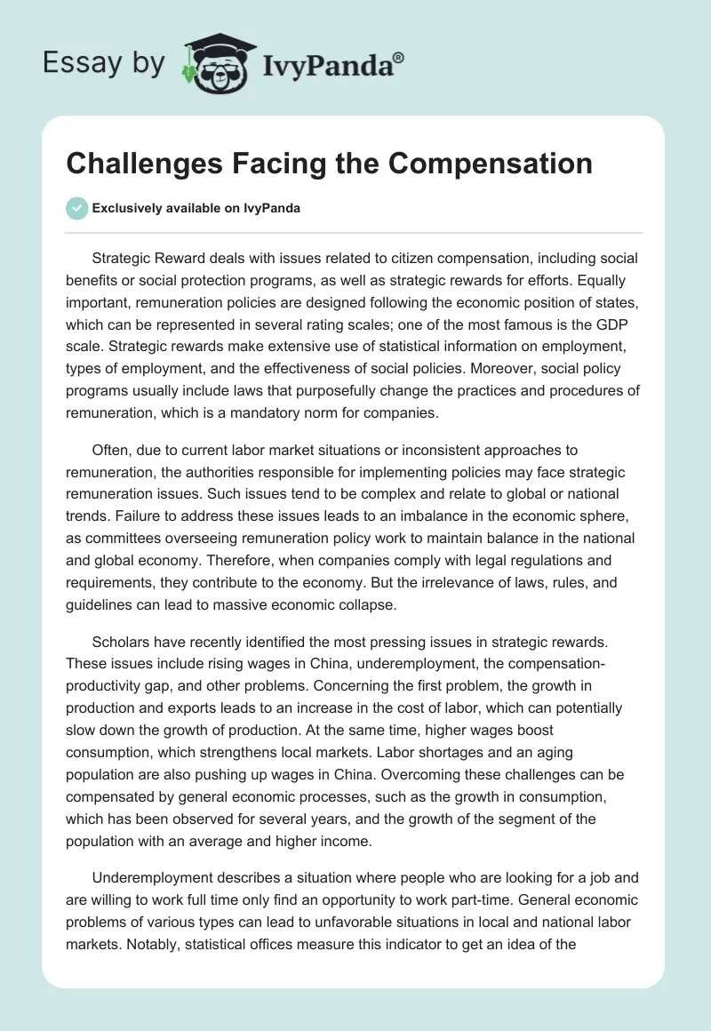 Challenges Facing the Compensation. Page 1