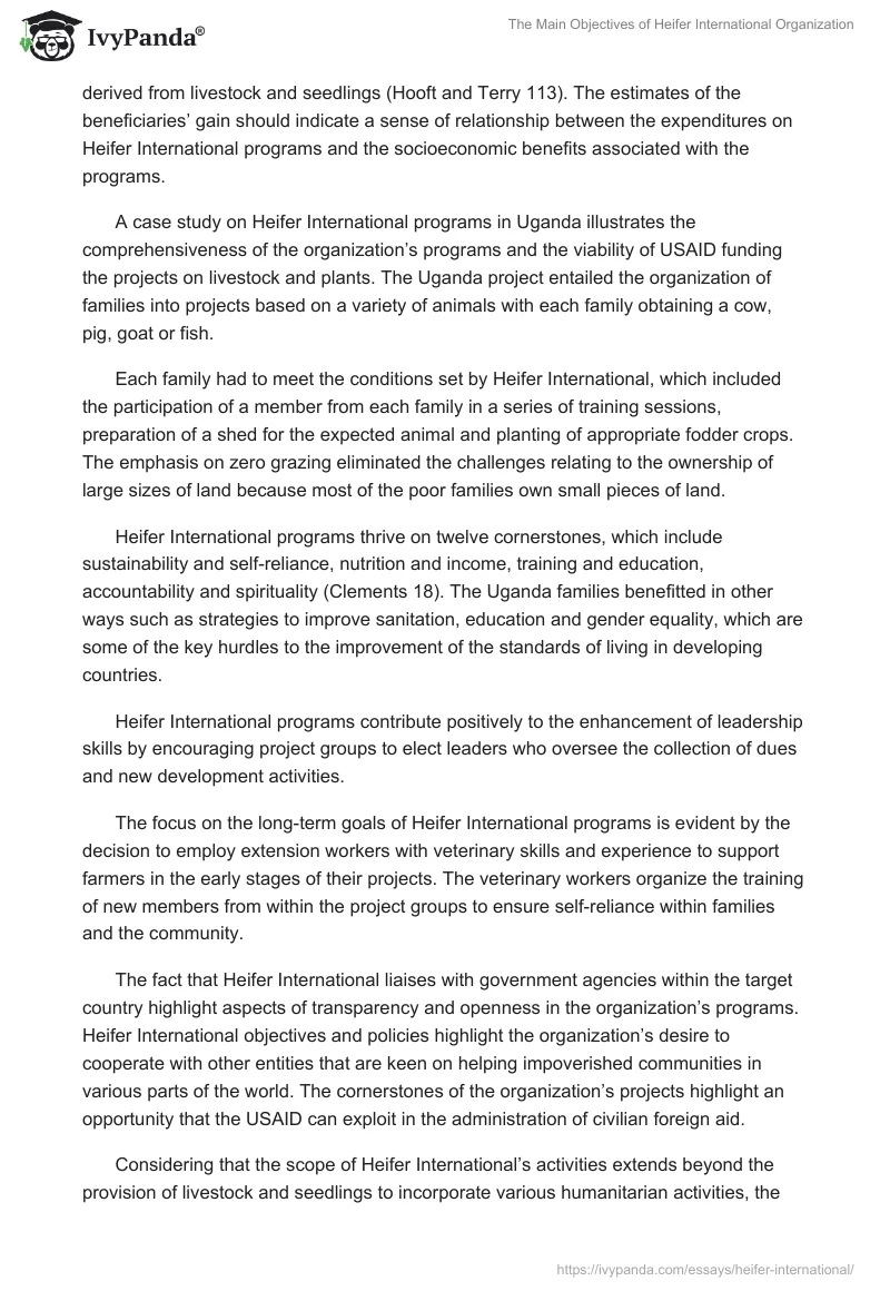 The Main Objectives of Heifer International Organization. Page 2