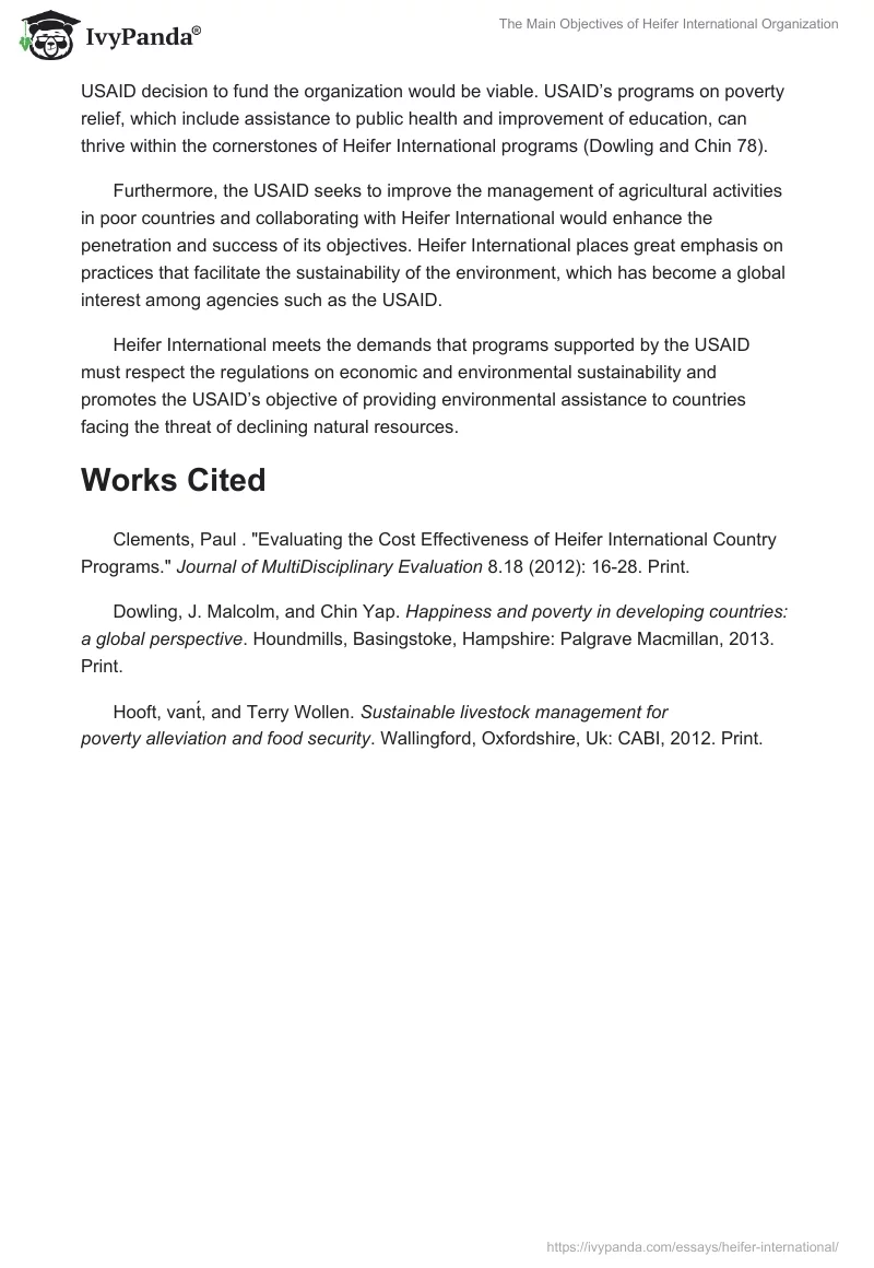 The Main Objectives of Heifer International Organization. Page 3