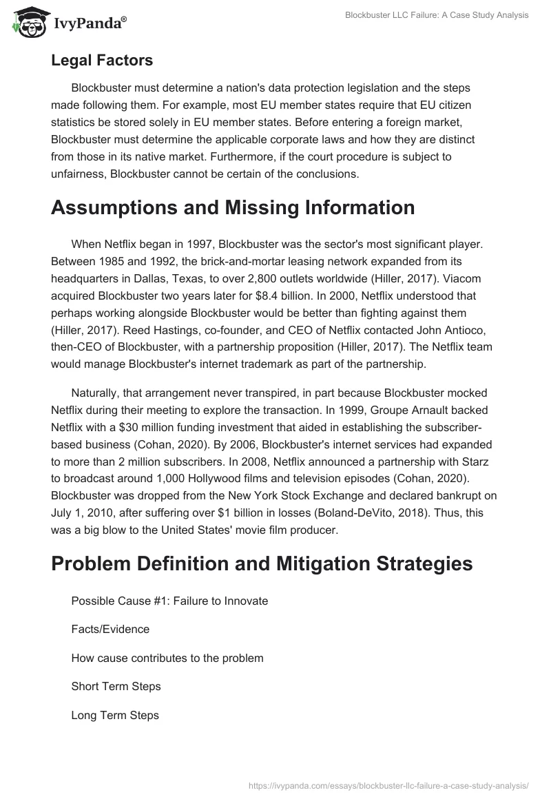 Blockbuster LLC Failure: A Case Study Analysis. Page 5