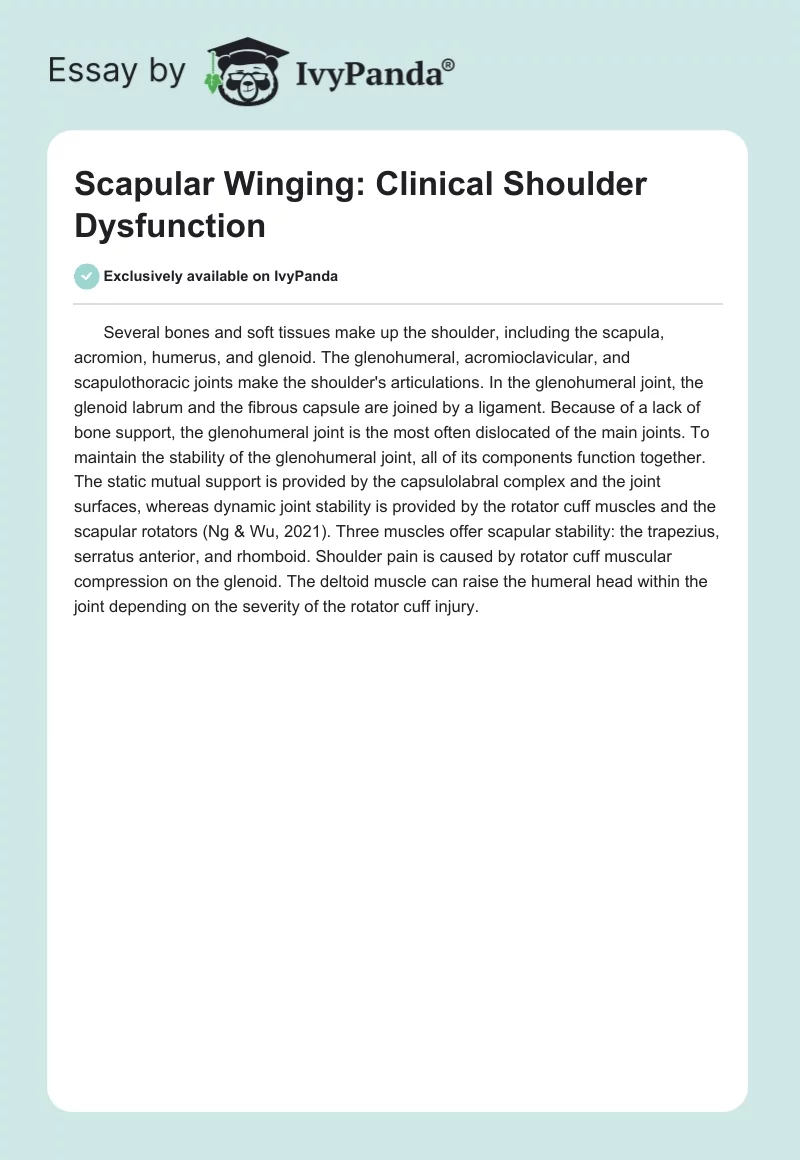 Scapular Winging: Clinical Shoulder Dysfunction. Page 1