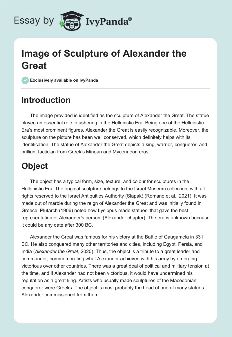 Image of Sculpture of Alexander the Great. Page 1