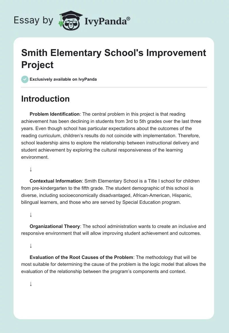 Smith Elementary School's Improvement Project. Page 1