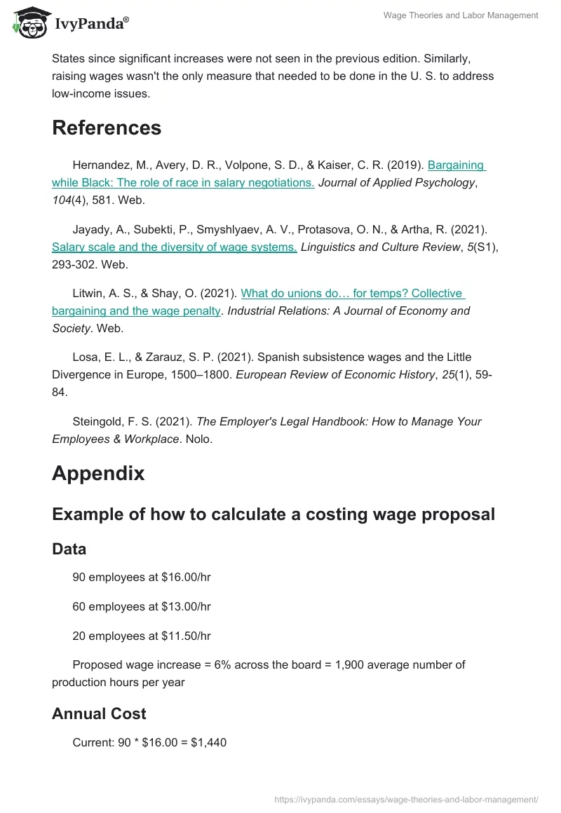 Wage Theories and Labor Management. Page 4