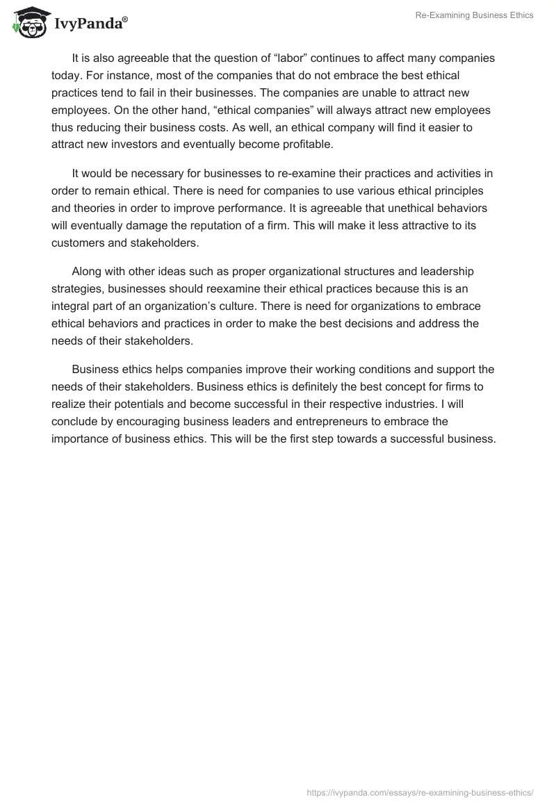 Re-Examining Business Ethics. Page 2