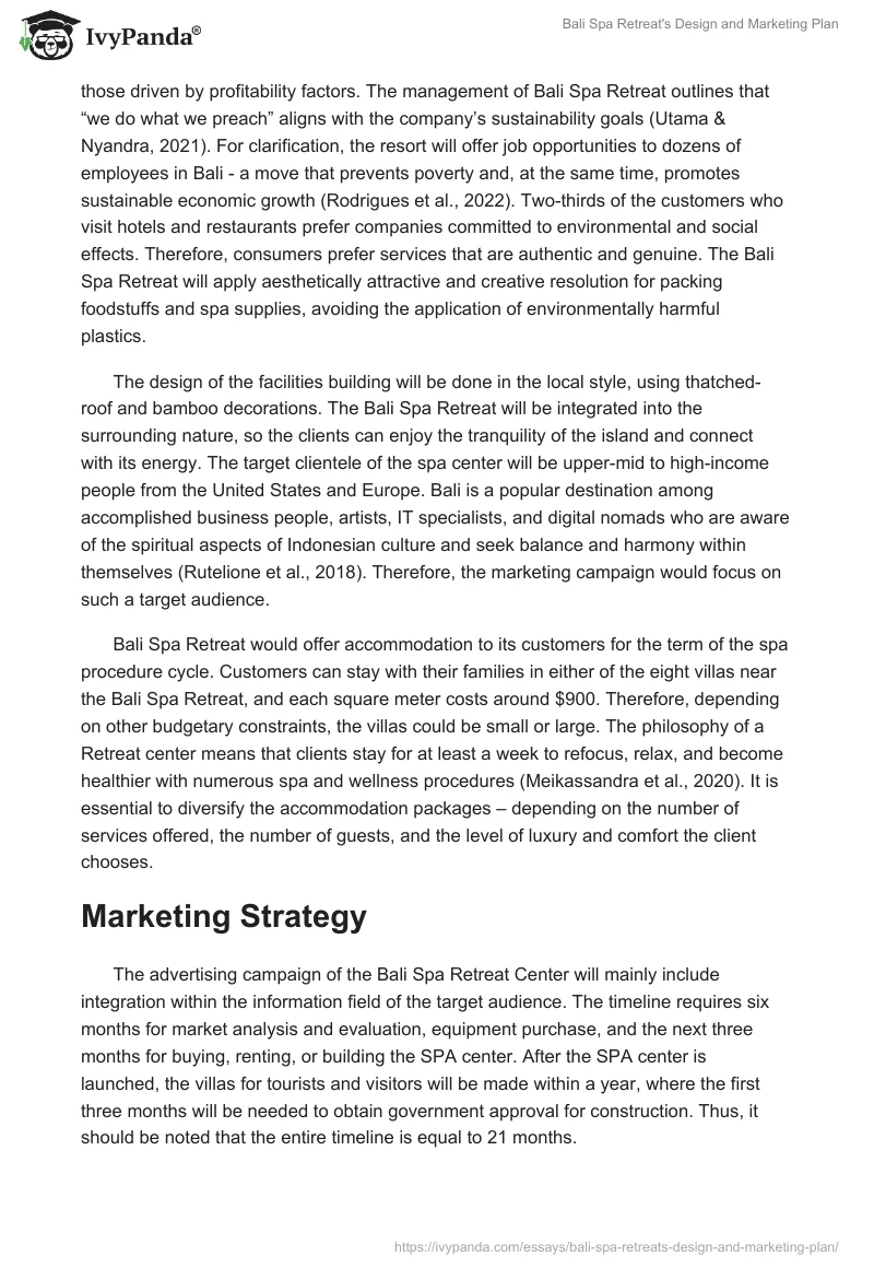 Bali Spa Retreat's Design and Marketing Plan. Page 3