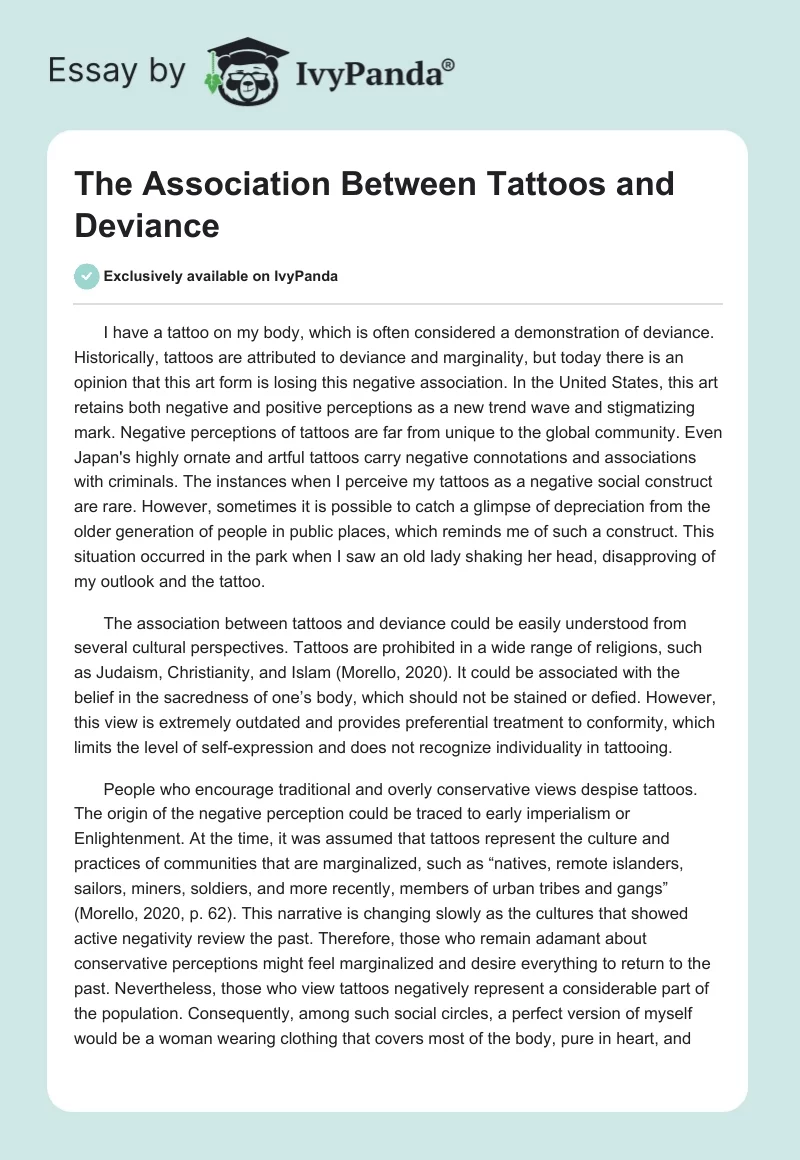 The Association Between Tattoos and Deviance. Page 1