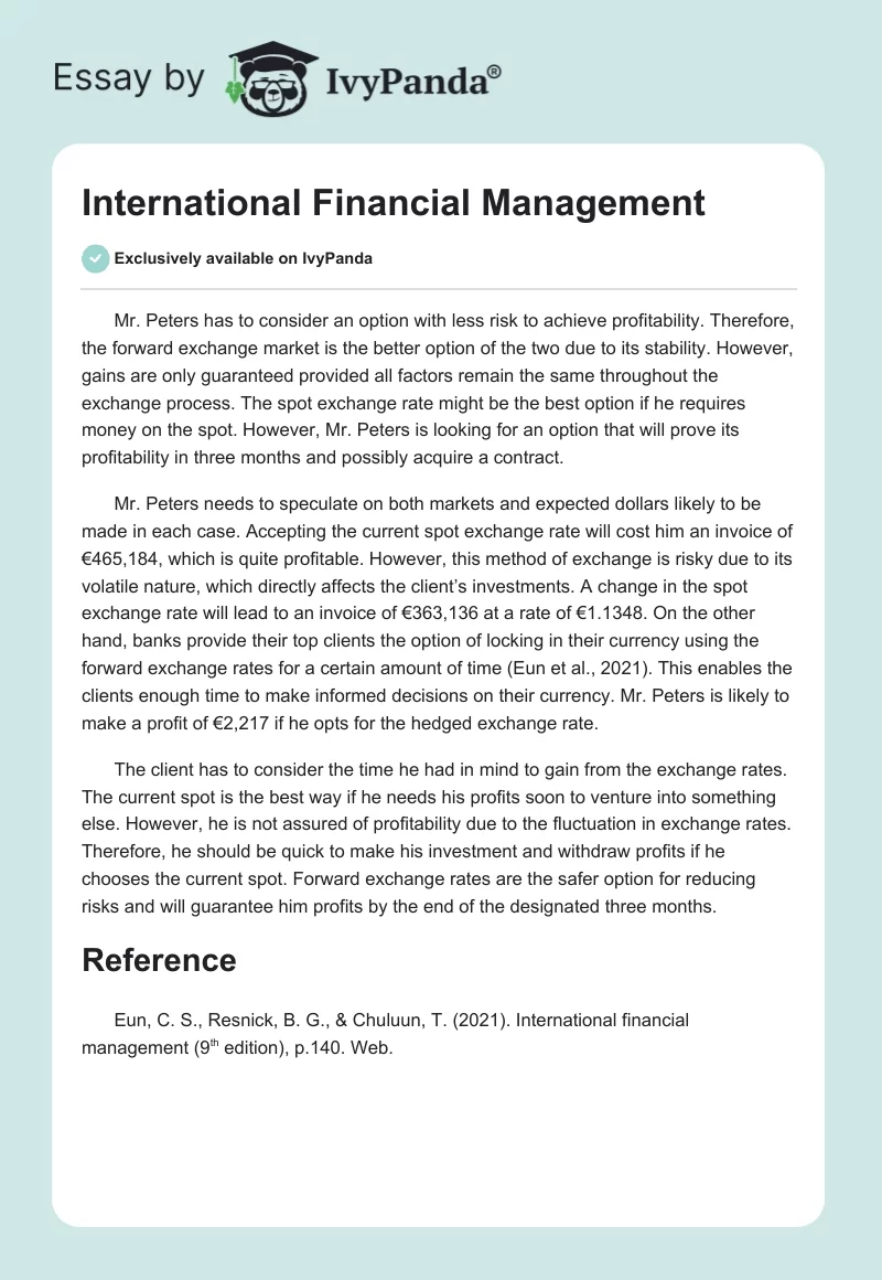 International Financial Management. Page 1