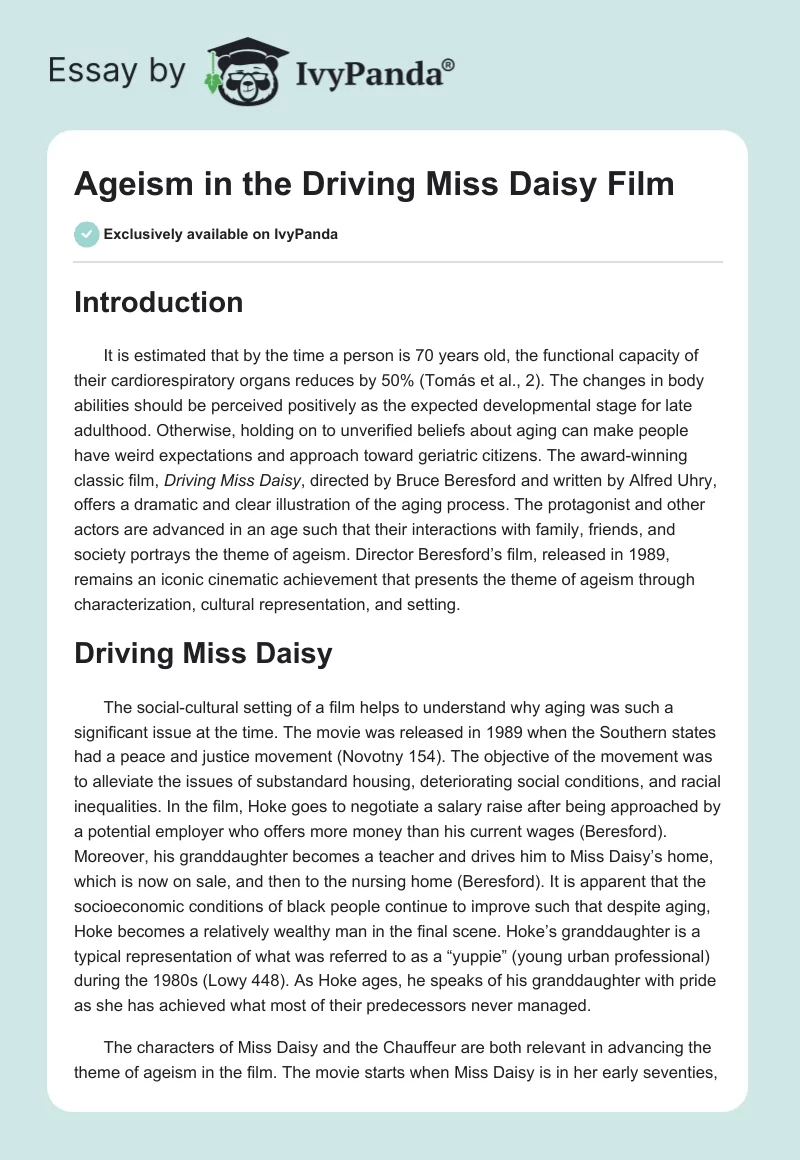 Ageism in the "Driving Miss Daisy" Film. Page 1