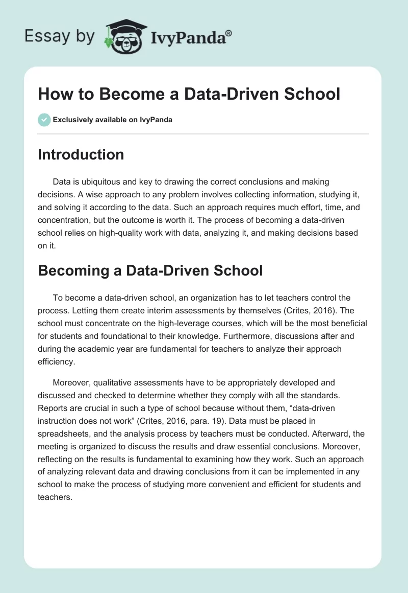 How to Become a Data-Driven School. Page 1