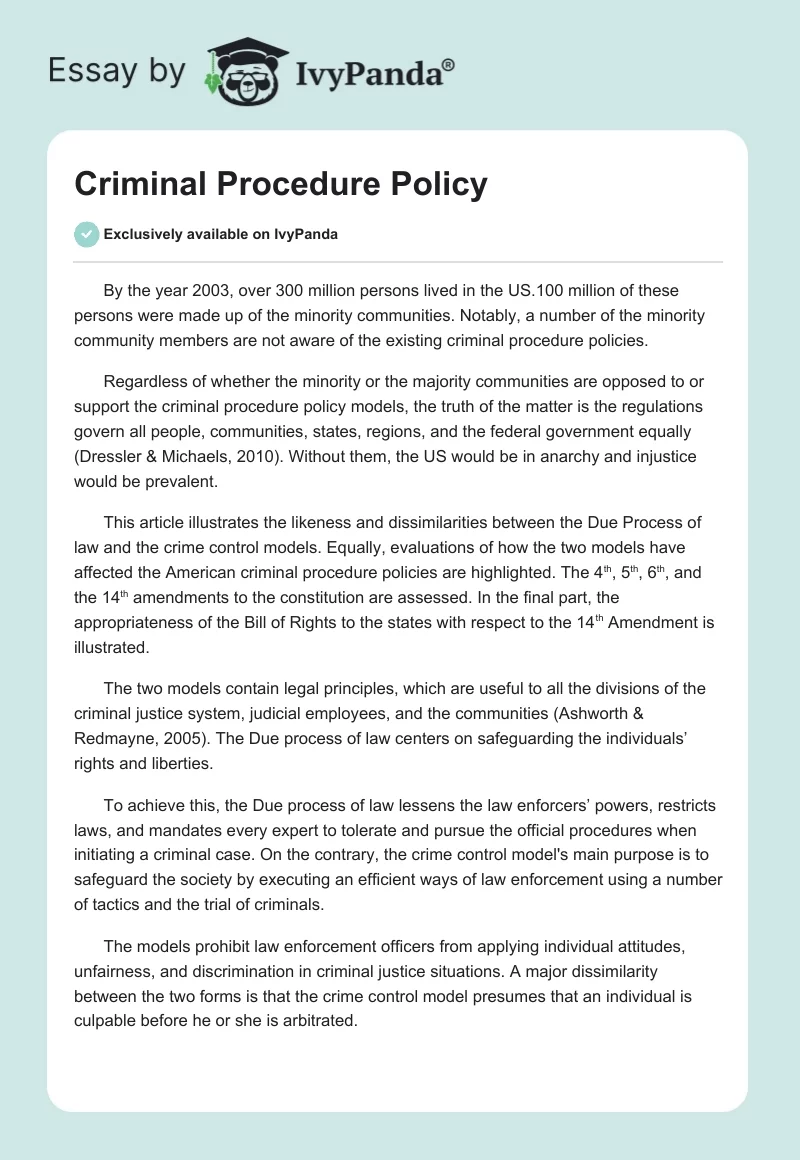 Criminal Procedure Policy. Page 1