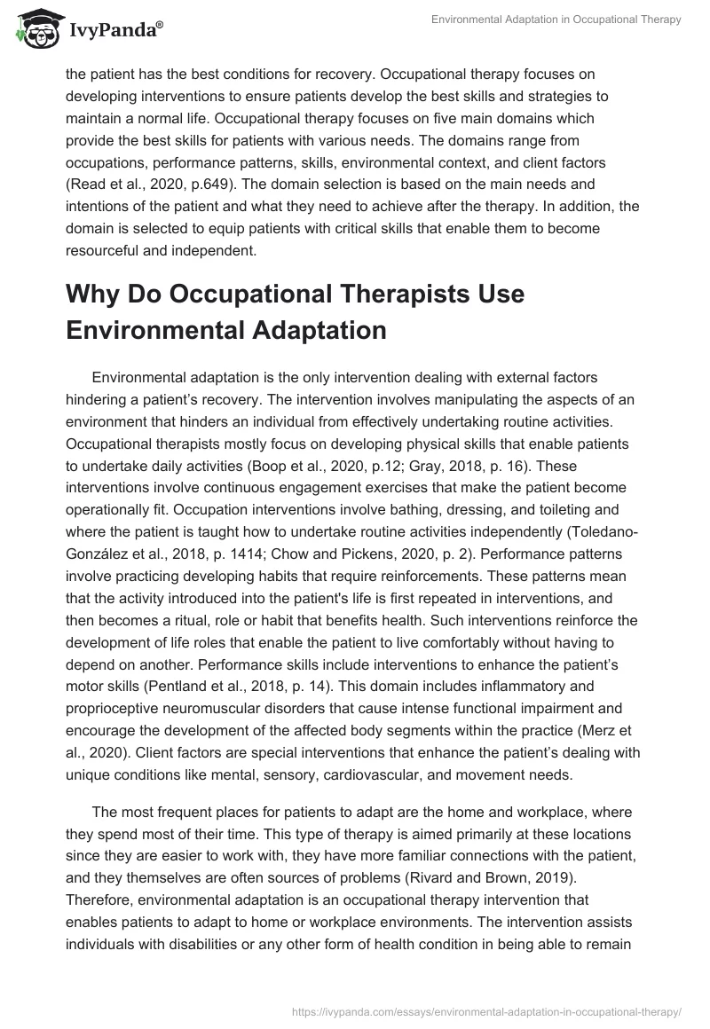 Environmental Adaptation in Occupational Therapy. Page 2