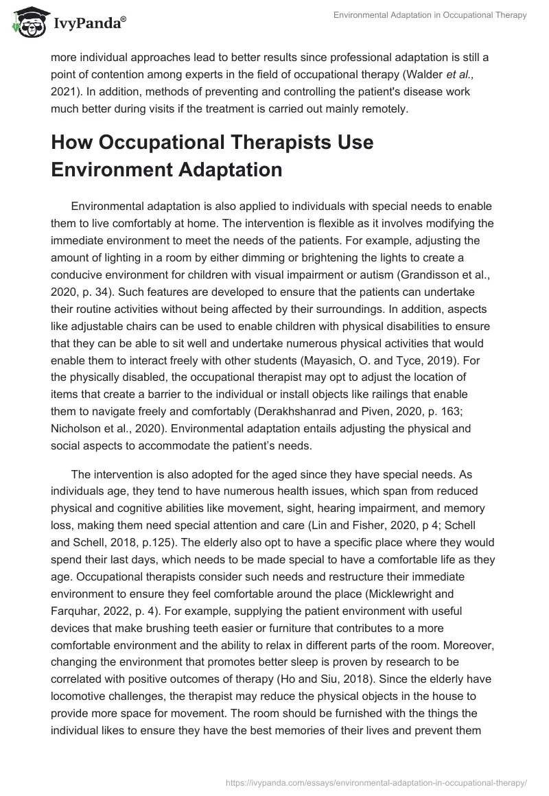 Environmental Adaptation in Occupational Therapy. Page 4