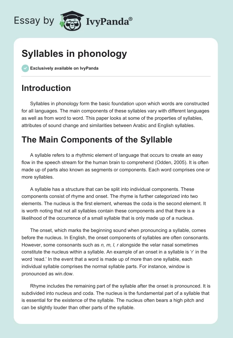 Syllables in phonology. Page 1
