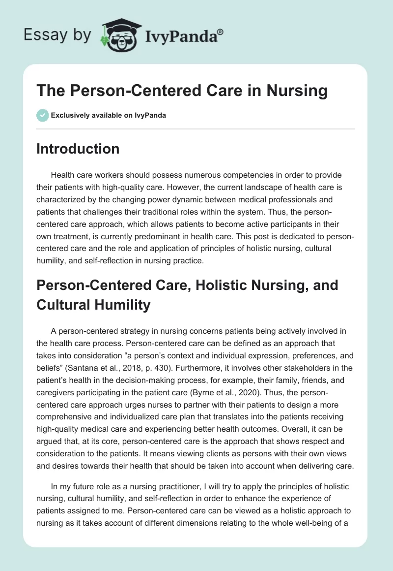 The Person-Centered Care in Nursing. Page 1