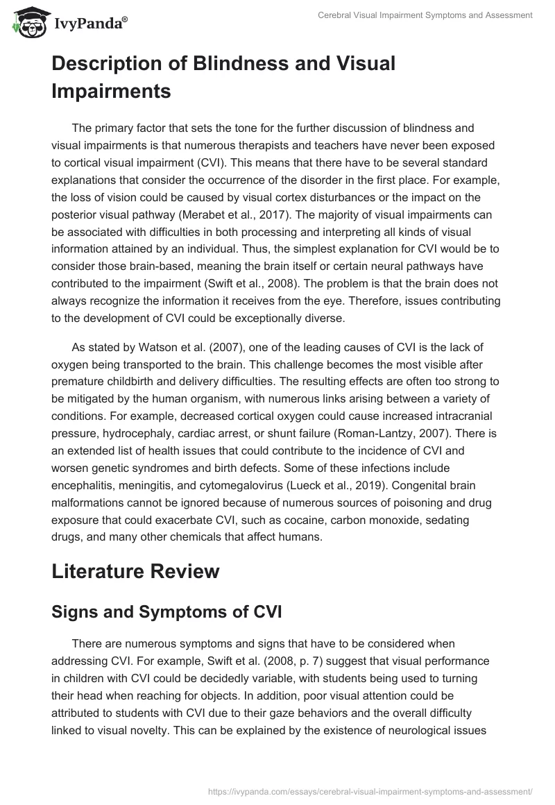 Cerebral Visual Impairment Symptoms and Assessment. Page 2
