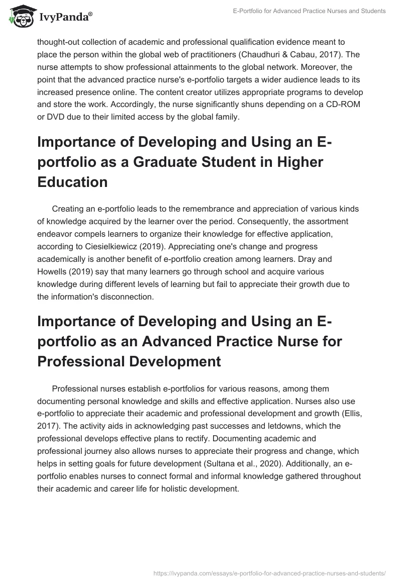 E-Portfolio for Advanced Practice Nurses and Students. Page 2
