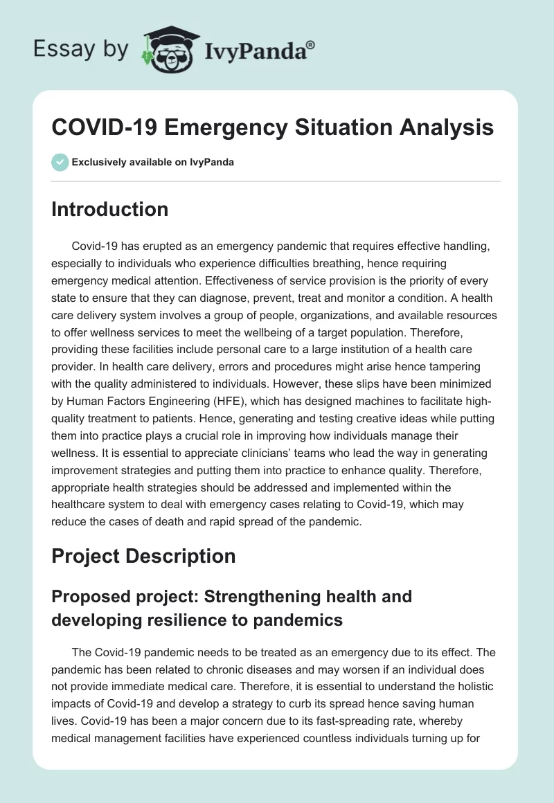 COVID-19 Emergency Situation Analysis. Page 1