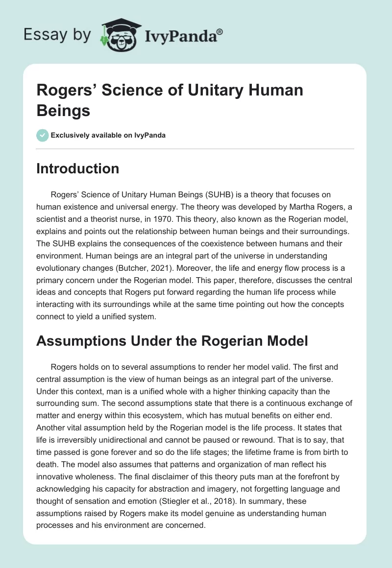 Rogers’ Science of Unitary Human Beings. Page 1