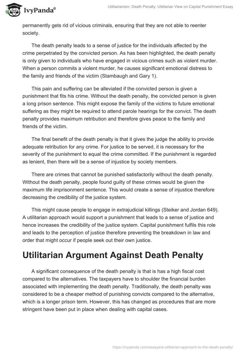 Death Penalty: Utilitarian View on Capital Punishment. Page 3
