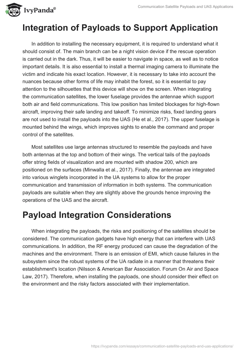 Communication Satellite Payloads and UAS Applications. Page 2