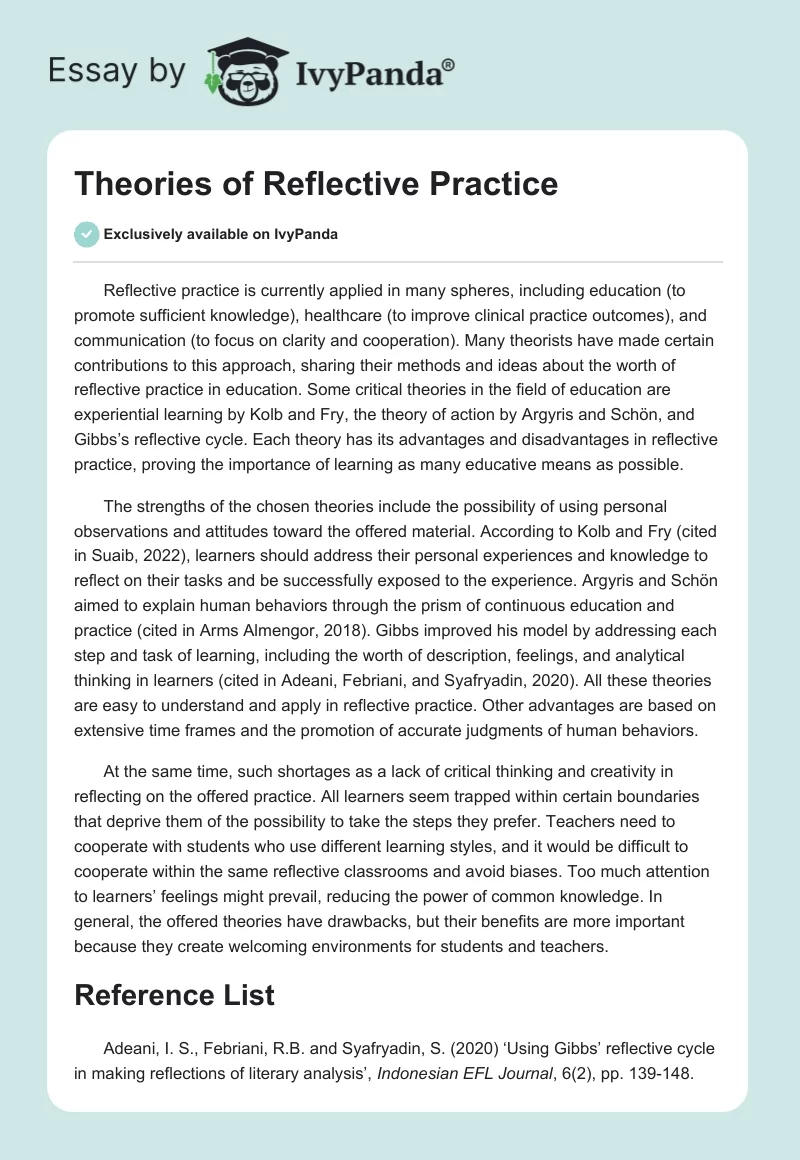 Theories of Reflective Practice. Page 1