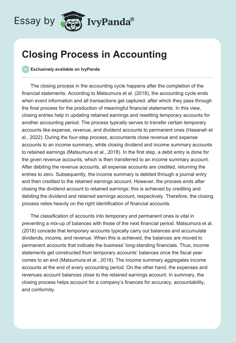 Closing Process in Accounting. Page 1