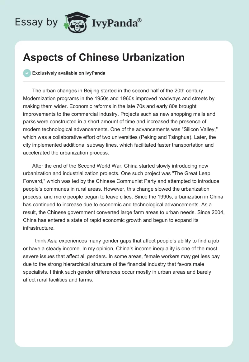 Aspects of Chinese Urbanization. Page 1