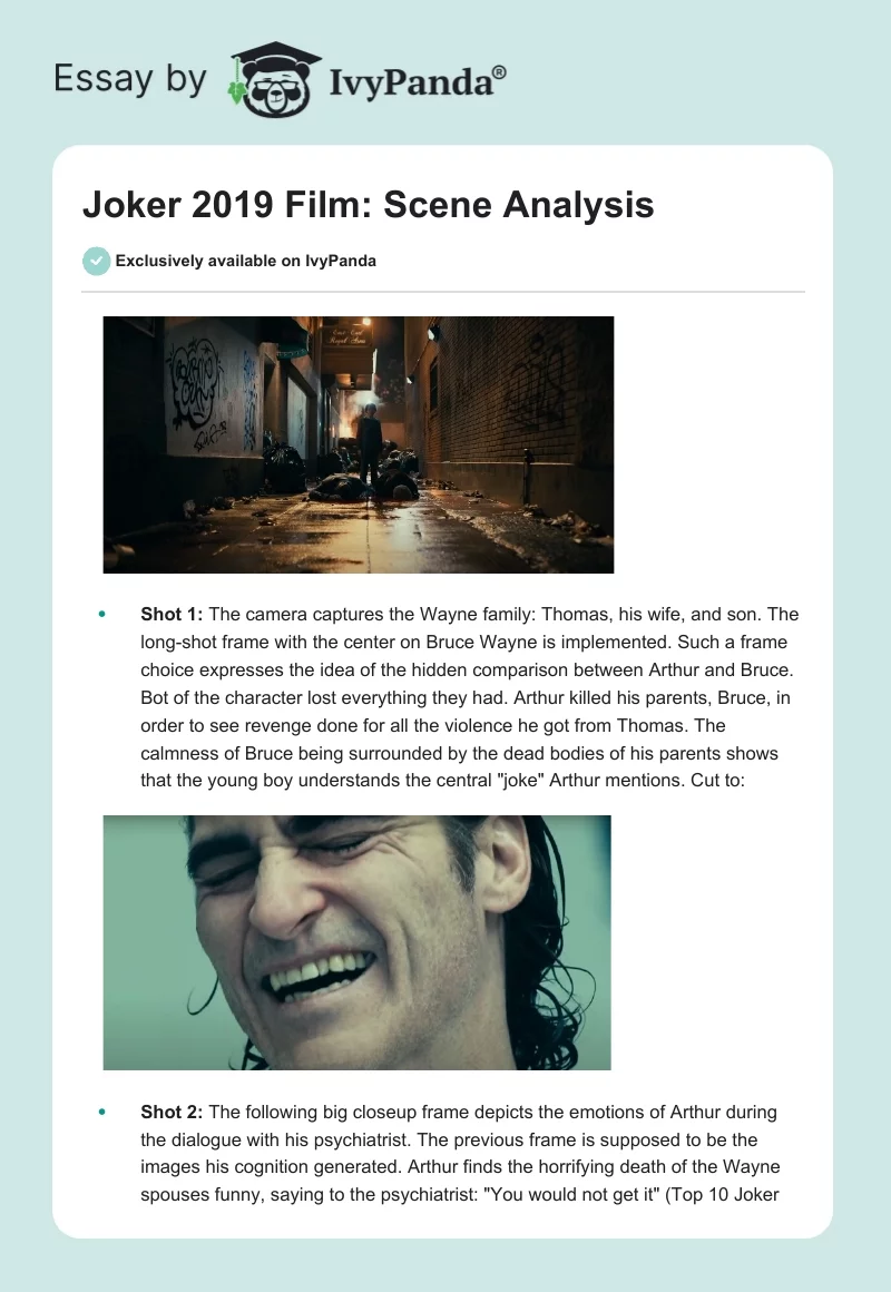"Joker" 2019 Film: Scene Analysis. Page 1
