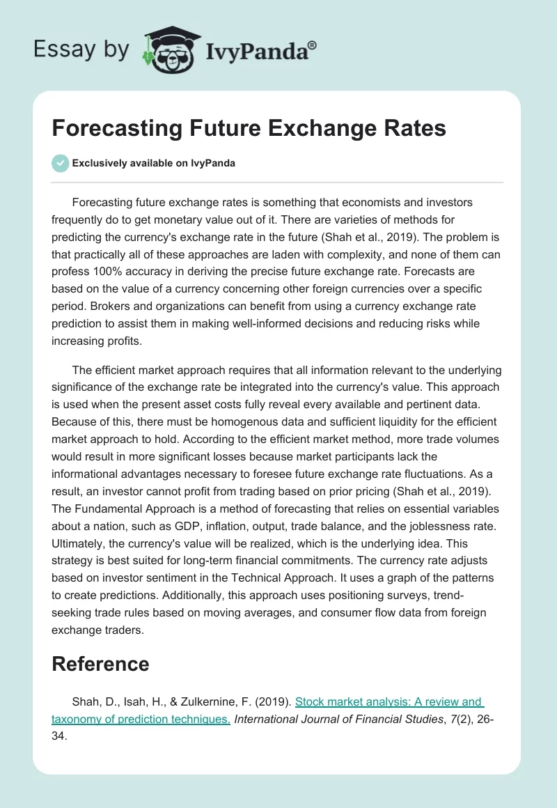 Forecasting Future Exchange Rates. Page 1