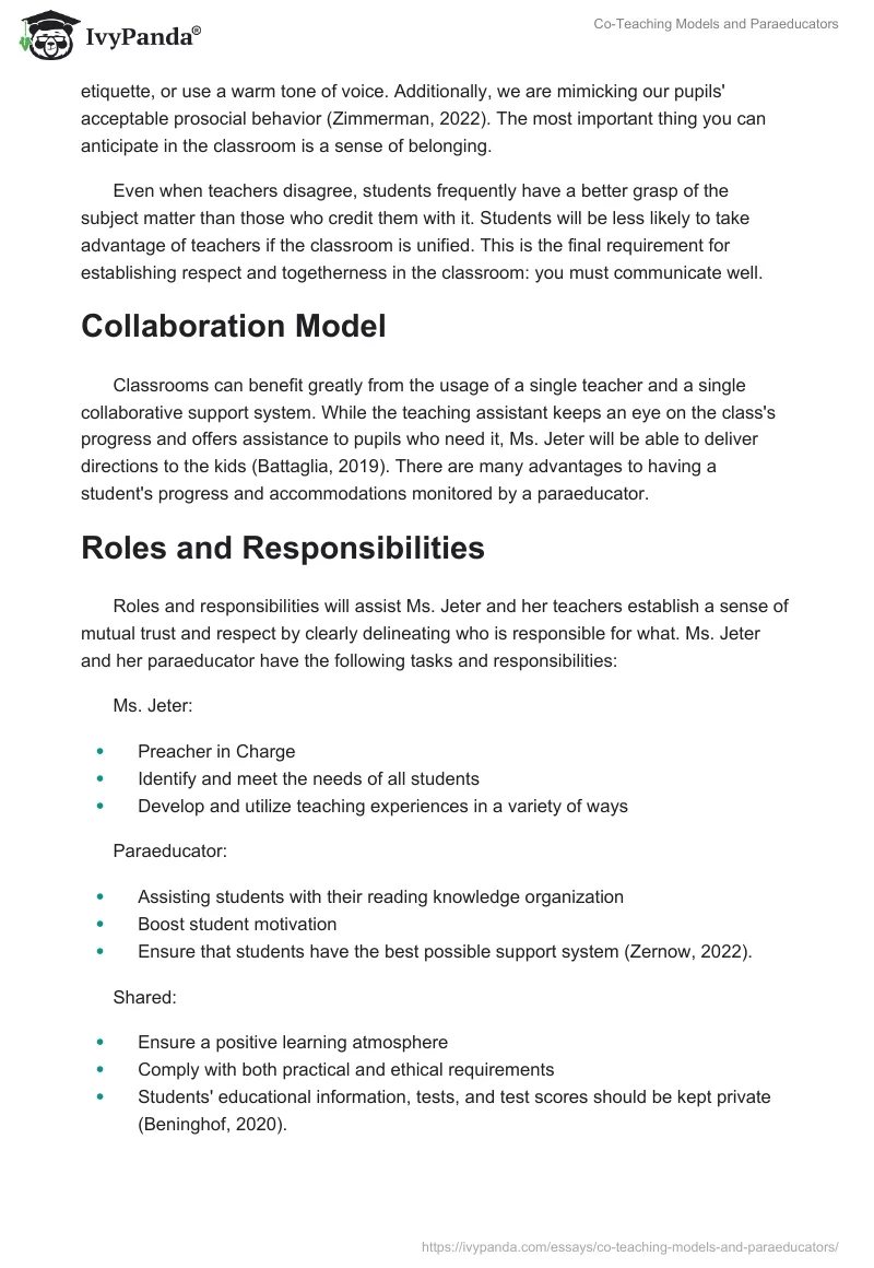 Co-Teaching Models and Paraeducators. Page 2