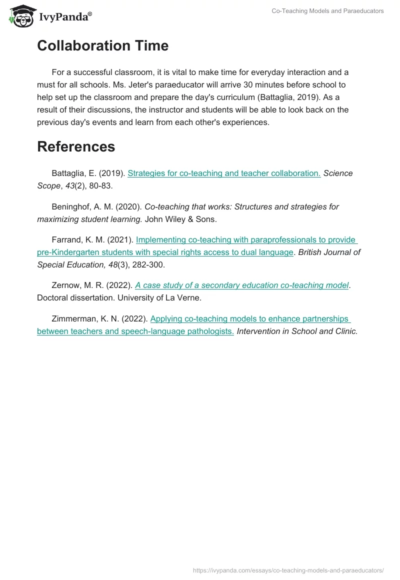 Co-Teaching Models and Paraeducators. Page 3