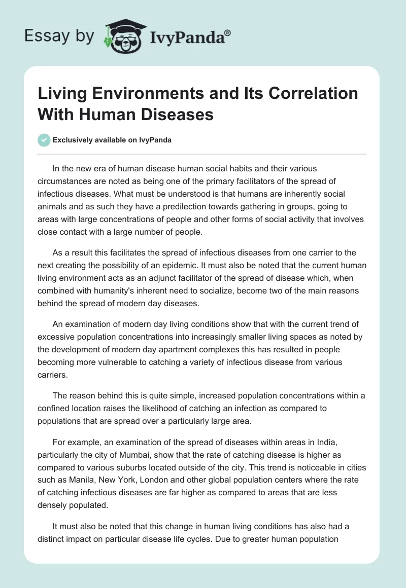 Living Environments and Its Correlation With Human Diseases. Page 1