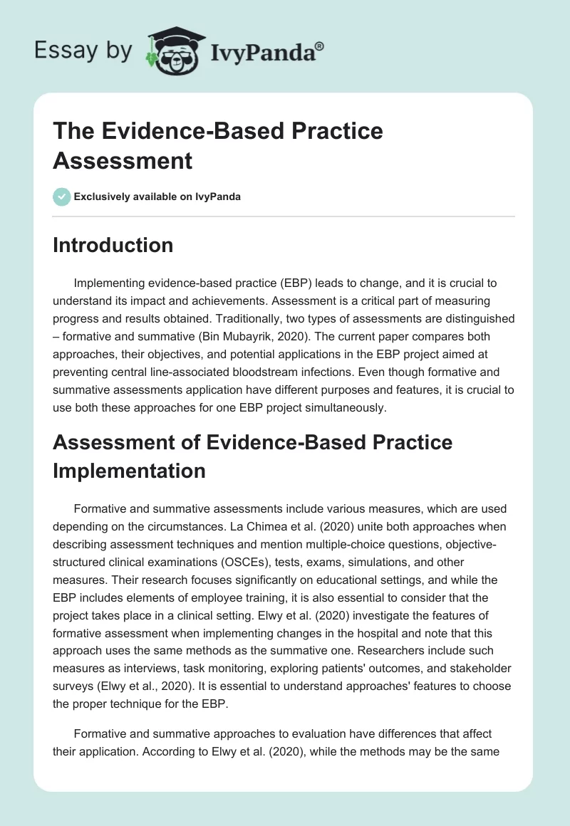 The Evidence-Based Practice Assessment. Page 1