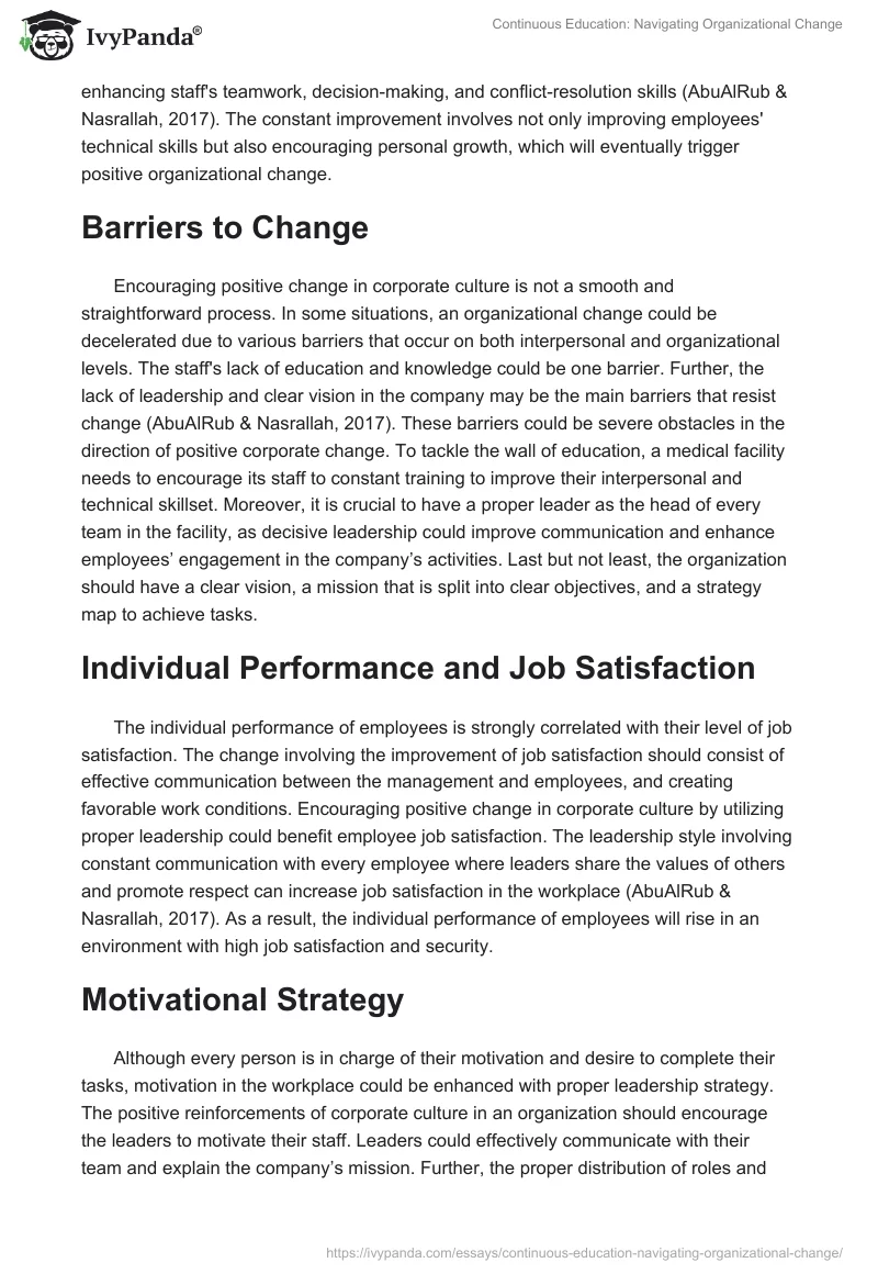 Continuous Education: Navigating Organizational Change. Page 2