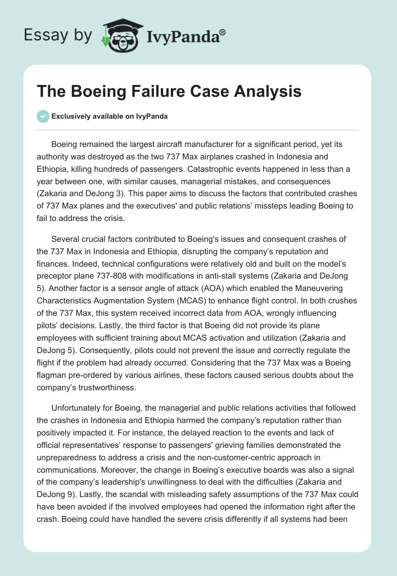 The Boeing Failure Case Analysis. Page 1