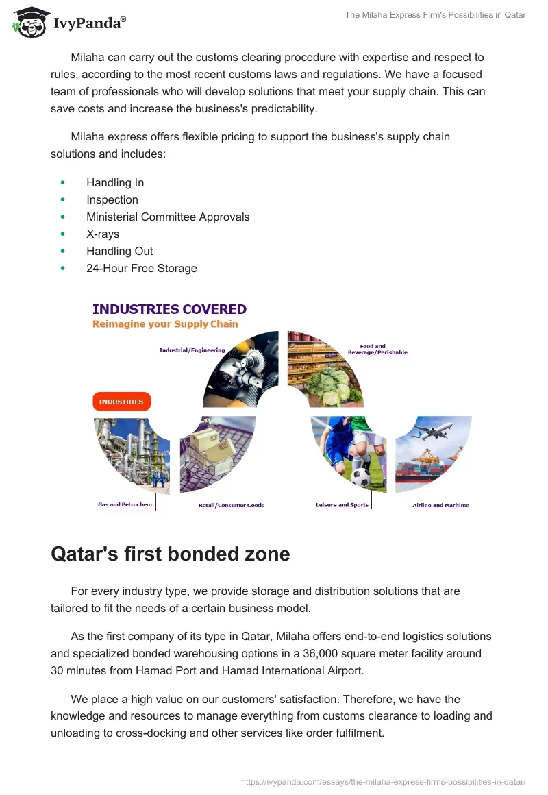 The Milaha Express Firm's Possibilities in Qatar. Page 3