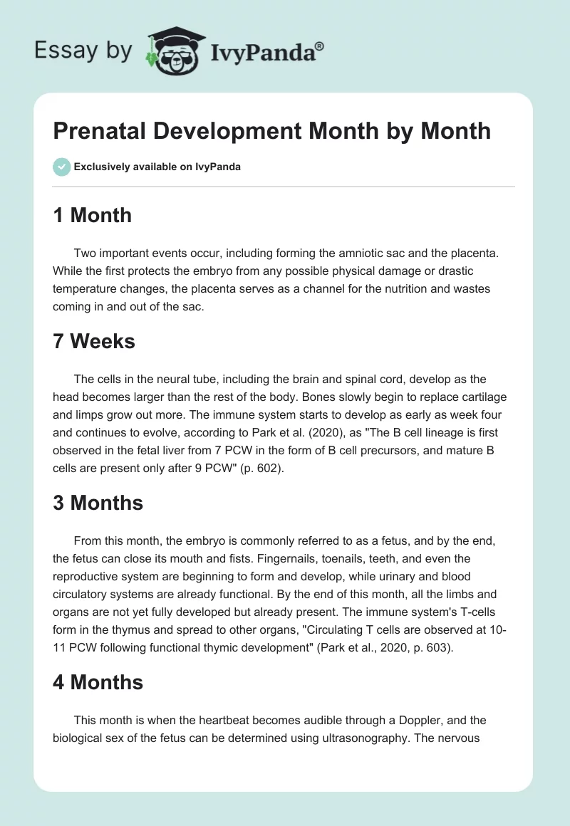 Prenatal Development Month by Month. Page 1