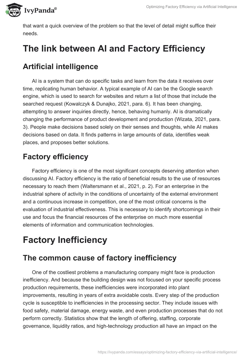Optimizing Factory Efficiency via Artificial Intelligence. Page 2