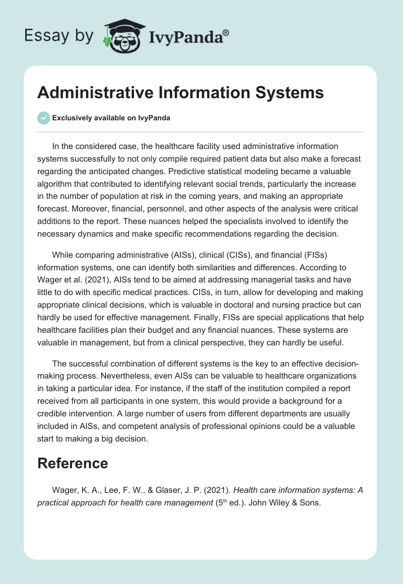 Administrative Information Systems. Page 1