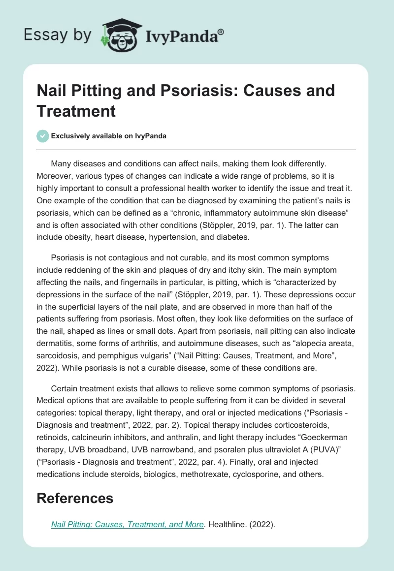 Nail Pitting and Psoriasis: Causes and Treatment. Page 1