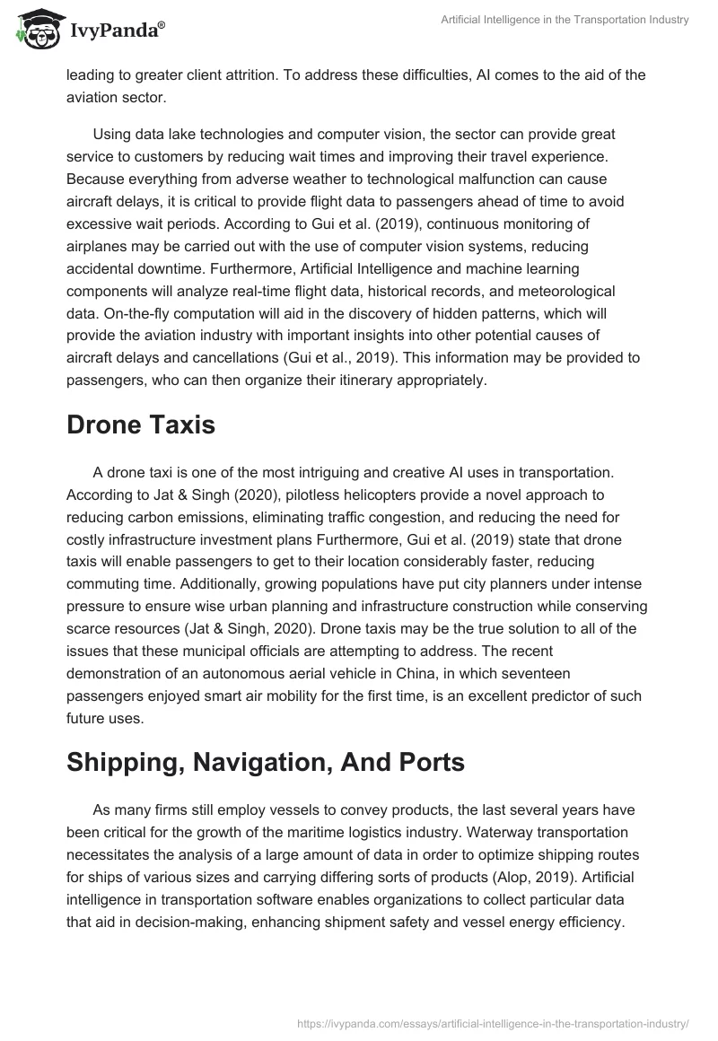 Artificial Intelligence in the Transportation Industry. Page 3