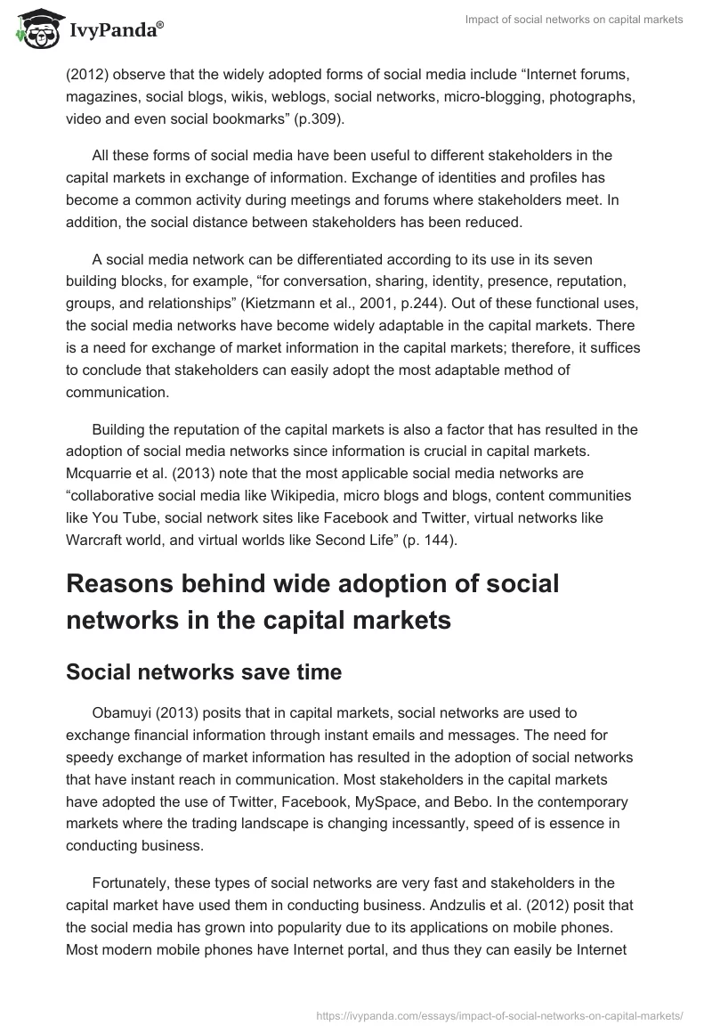 Impact of social networks on capital markets. Page 3