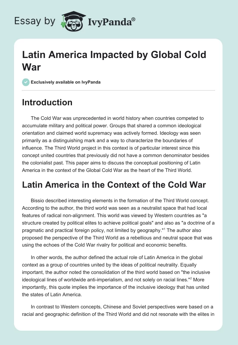 Latin America Impacted by Global Cold War. Page 1