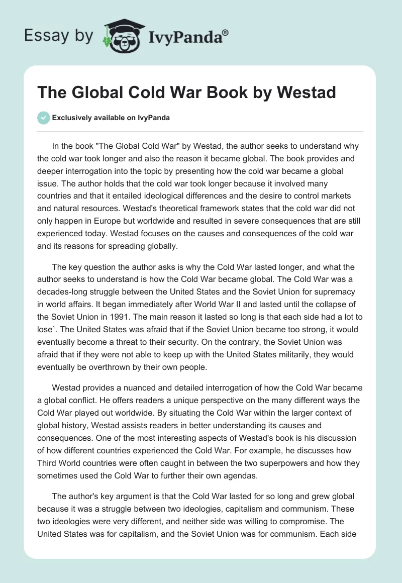 The Global Cold War Book by Westad. Page 1