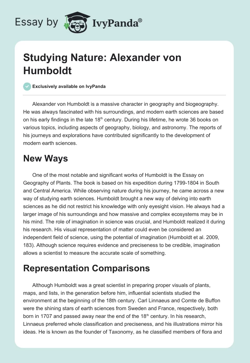 Studying Nature: Alexander von Humboldt. Page 1