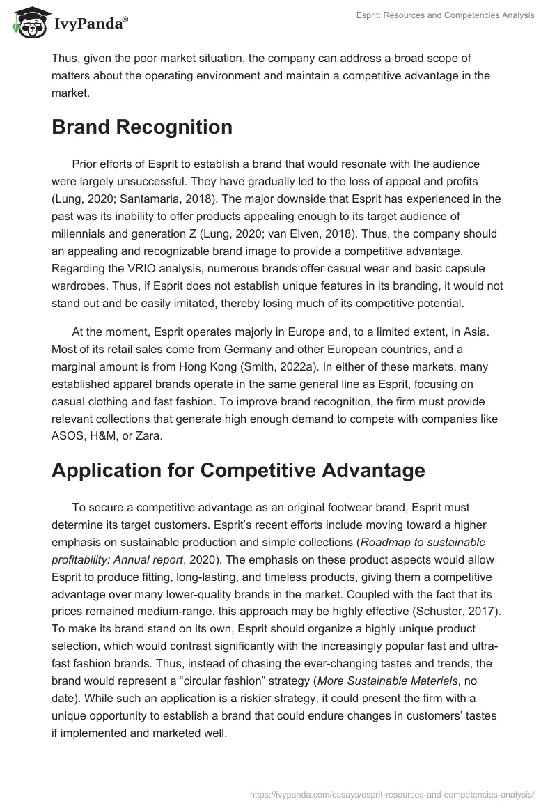 Esprit: Resources and Competencies Analysis. Page 3