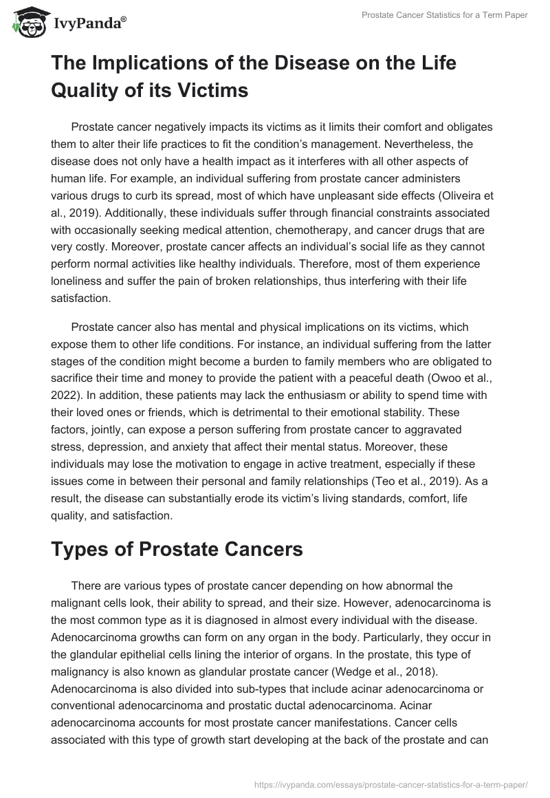 Prostate Cancer Statistics for a Term Paper. Page 3