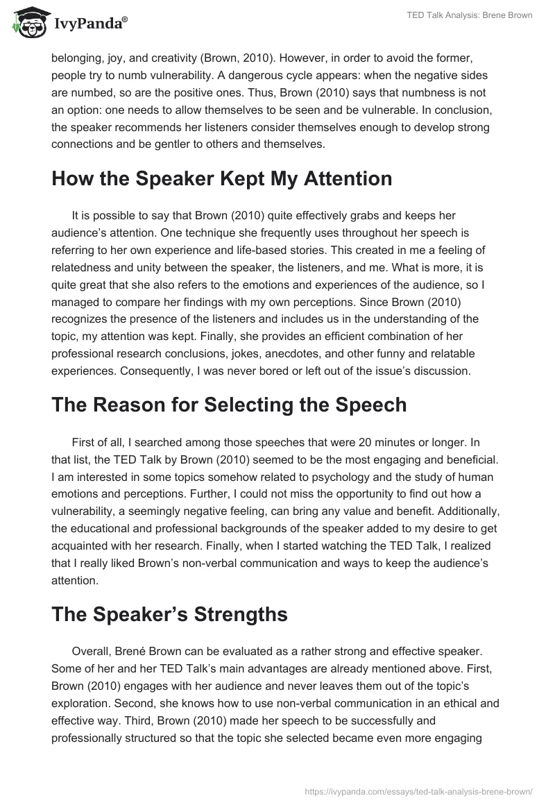 TED Talk Analysis: Brene Brown. Page 2