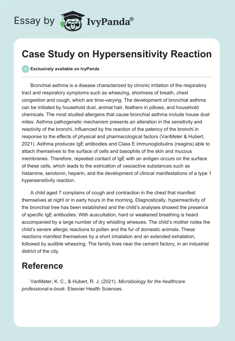 Case Study on Hypersensitivity Reaction. Page 1